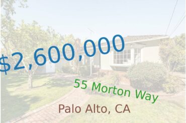 $2,600,000 home for sale in Palo Alto, CA (55 Morton Way, 94303)