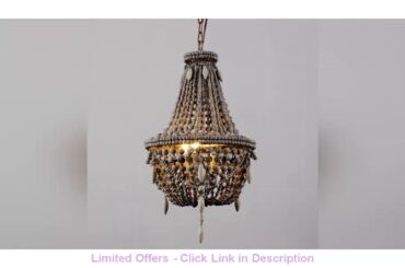⭐️ French Country white wood Bead Chandelier dining room bedroom princess Decorative chandelier 3/5