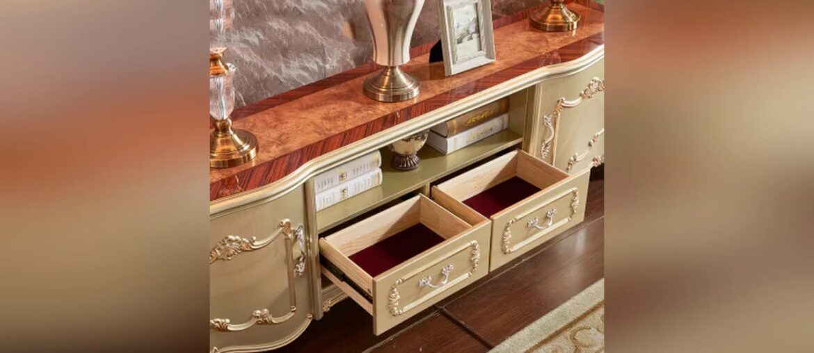 Cheap French style wine cabinet set gold color 2 wine cabinet with tv stand p20917