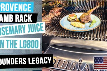 Smoked lamb rack, rosemary juice and French Tian recipe on the Louisiana Grills 800 Founders Legacy