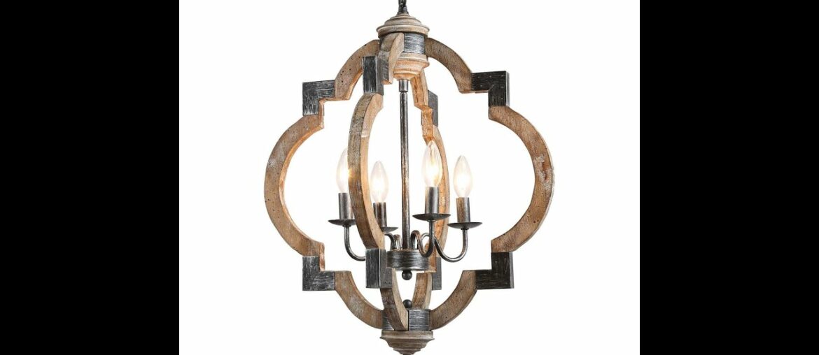 Best Review: LNC French Country Chandelier, Farmhouse Handmade Distressed Wood 5 Lights Fixture...
