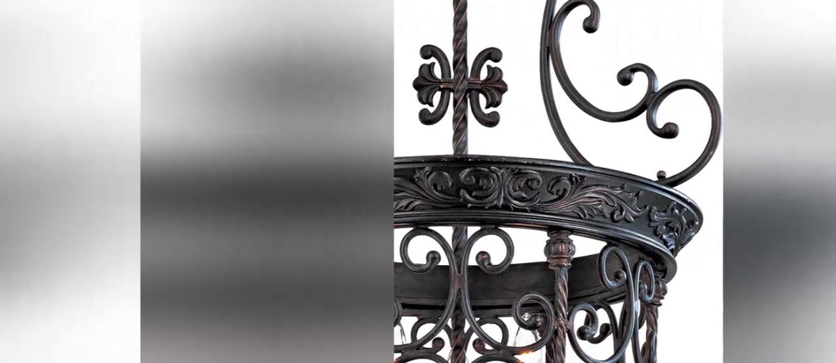 ⚡️ French Scroll Rubbed Bronze Foyer Chandelier 22 1/2" Wide Rustic Country Iron 9-Light Fixture fo ⚡️ French Scroll Rubbed Bronze Foyer Chandelier 22 1/2" Wide Rustic Country Iron 9-Light Fixture fo