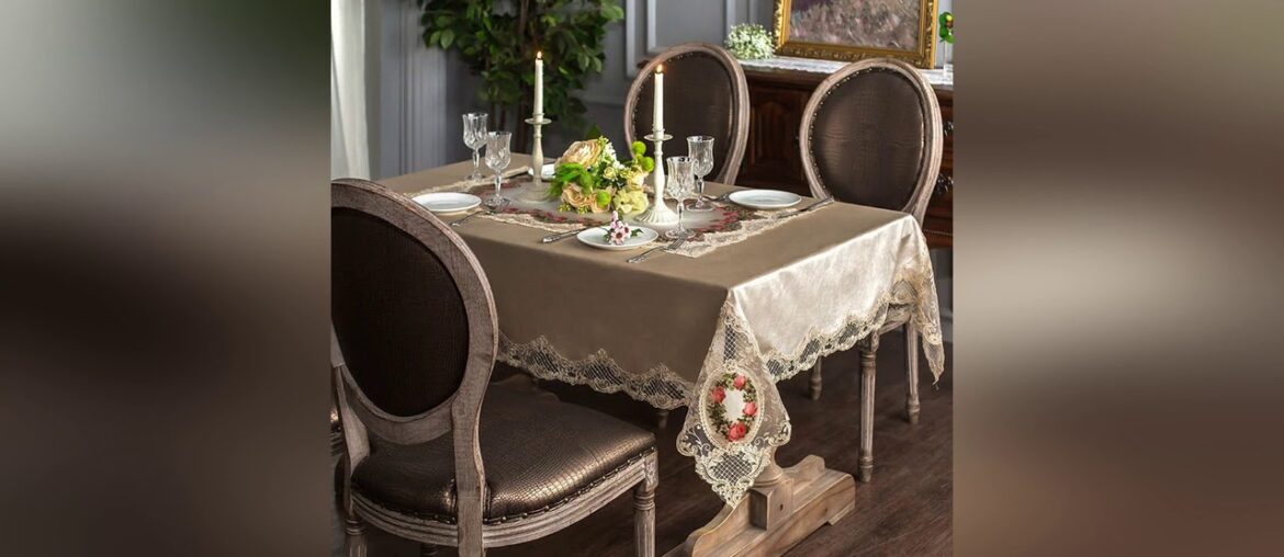 ☄️ Vintage Rose Lace Velvet European Tablecloths Rectangle Party Home Decor Dining Coffee Tea Table