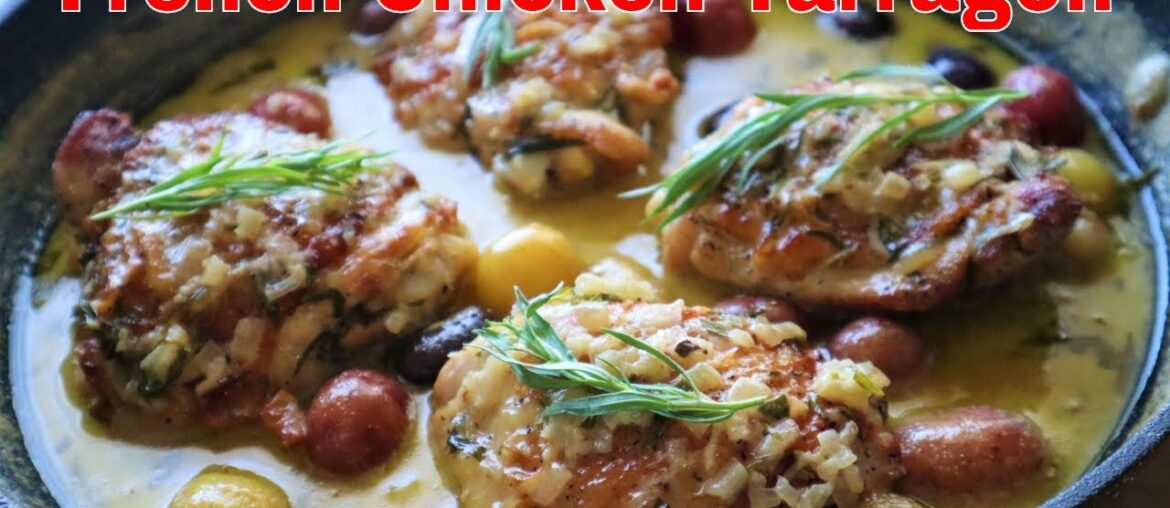 French Chicken Tarragon Recipe - One Pot Creamy Chicken Thighs (ASMR)