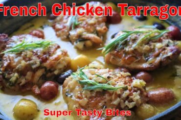 French Chicken Tarragon Recipe - One Pot Creamy Chicken Thighs (ASMR)