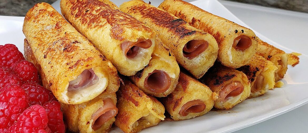 FRENCH TOAST ROLL UPS | French Toast Ham Roll-Ups Recipe