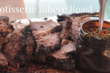 Ribeye Roast on the Rotisserie with Red Wine Au Jus / BrewBQ'n