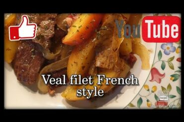 Veal filet with 🍎 & Onion. French style meal ❤elle