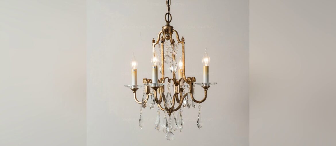 Top Vintage gold large pendant lights french country living room hanging light american foyer hall