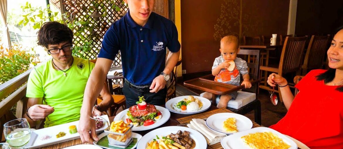 GOURMET French Food in Laos - BUFFALO STEAK TARTARE at L'Elephant in Luang Prabang!
