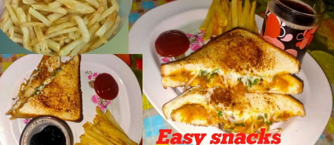 How to make french fries and sandwich Recipe at home || recipes in telugu