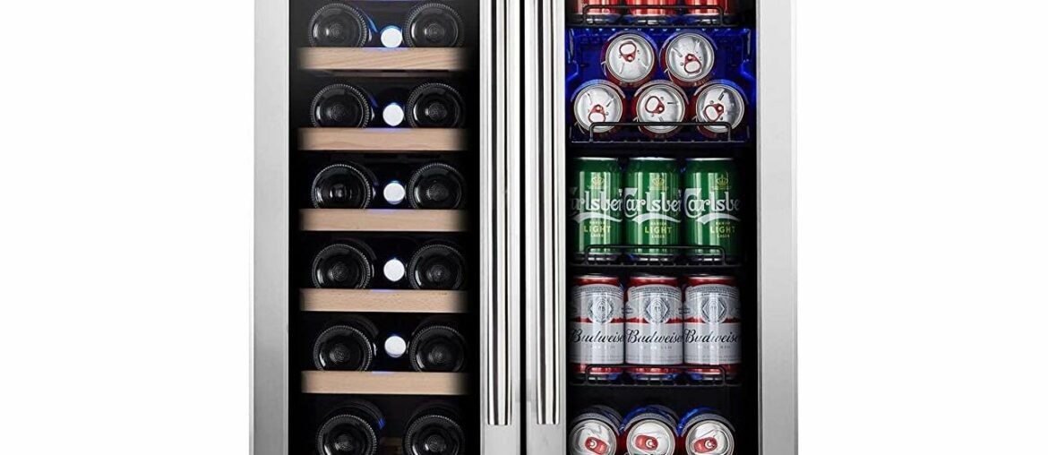 Kalamera 24'' Beverage and Wine Cooler Dual Zone Built-in and Freestanding with Stainless Steel Doo Kalamera 24'' Beverage and Wine Cooler Dual Zone Built-in and Freestanding with Stainless Steel Doo