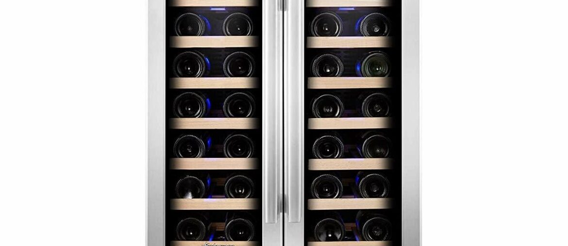 Kalamera KRC-40DZB 24" 40-bottle Wine Cooler Refrigerator with Dual Zone/Stainless Steel Door/Handl