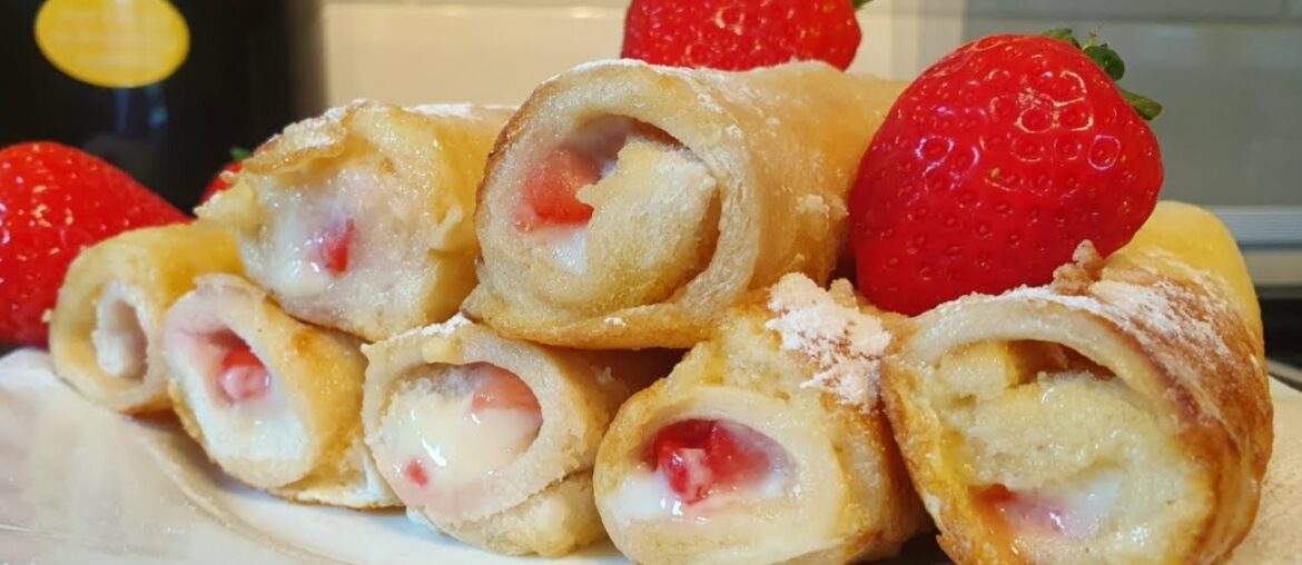 French Toast Roll Up || Creamy Roll with Strawberry filling || Dessert recipe