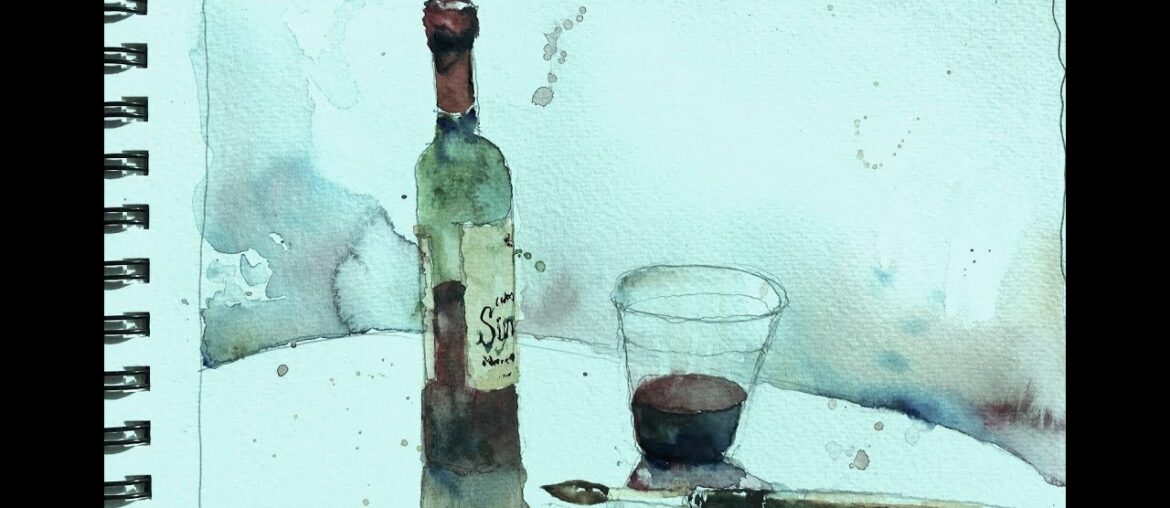 Wine Bottle with Glass Table on Toned Fabriano Paper Still Life – with Chris Petri Wine Bottle with Glass Table on Toned Fabriano Paper Still Life - with Chris Petri