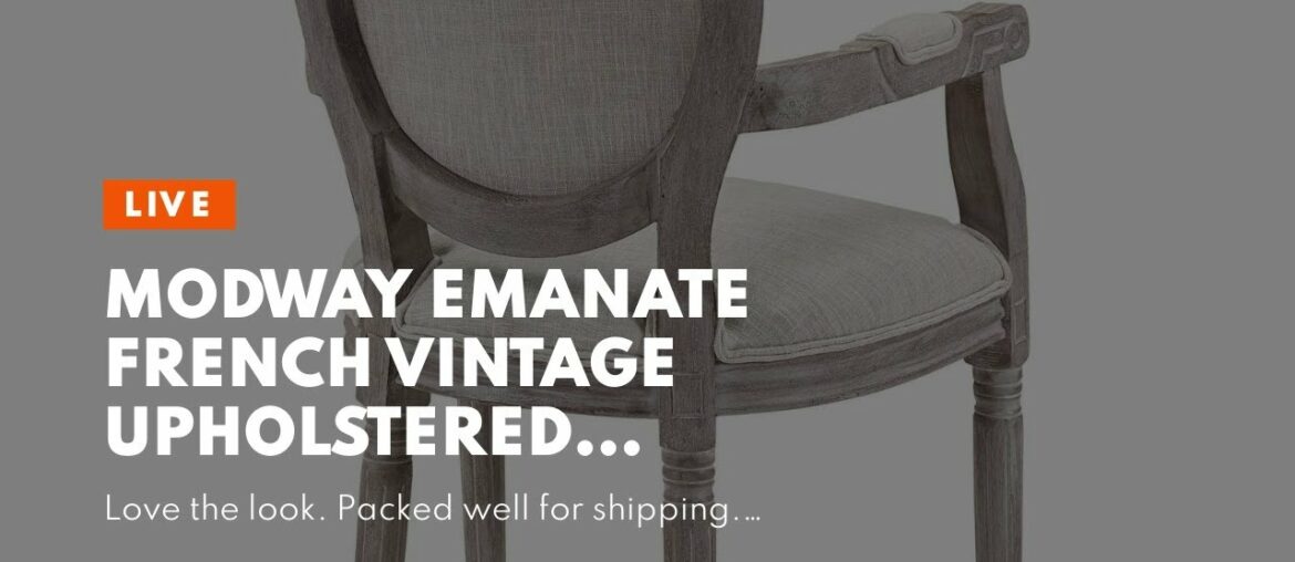 Modway Emanate French Vintage Upholstered Fabric Four Dining Side Chairs in Beige Modway Emanate French Vintage Upholstered Fabric Four Dining Side Chairs in Beige