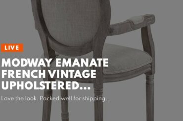 Modway Emanate French Vintage Upholstered Fabric Four Dining Side Chairs in Beige