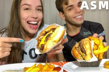 GOURMET BURGUER with FRENCH FRIES MUKBANG ASMR (no talking) *comendo Hamburguer Gourmet sem falar*