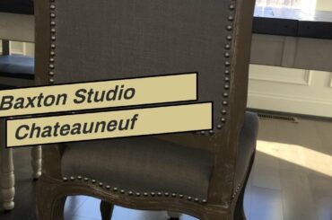 Baxton Studio Chateauneuf French Vintage Cottage Weathered Oak Linen Upholstered Dining Side Ch...