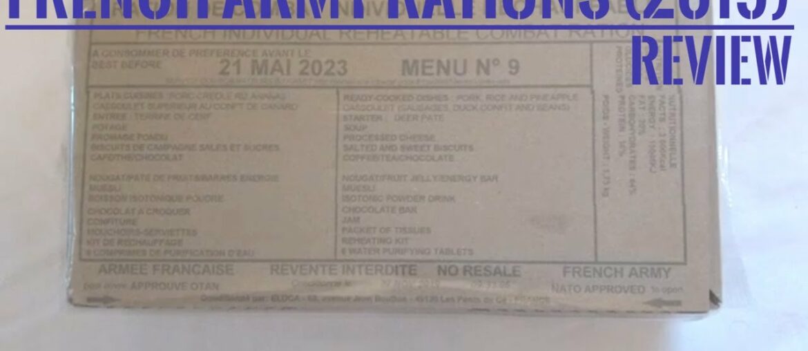 French army ration pack (Ration de Combat Individuelle Rechauffable) 24 hr | 2019 | Menu 9 French army ration pack (Ration de Combat Individuelle Rechauffable) 24 hr | 2019 | Menu 9