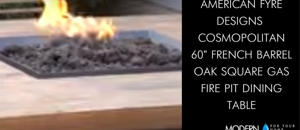 American Fyre Designs Cosmopolitan 60" French Barrel Oak Square Gas Fire Pit Dining Table