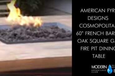 American Fyre Designs Cosmopolitan 60" French Barrel Oak Square Gas Fire Pit Dining Table