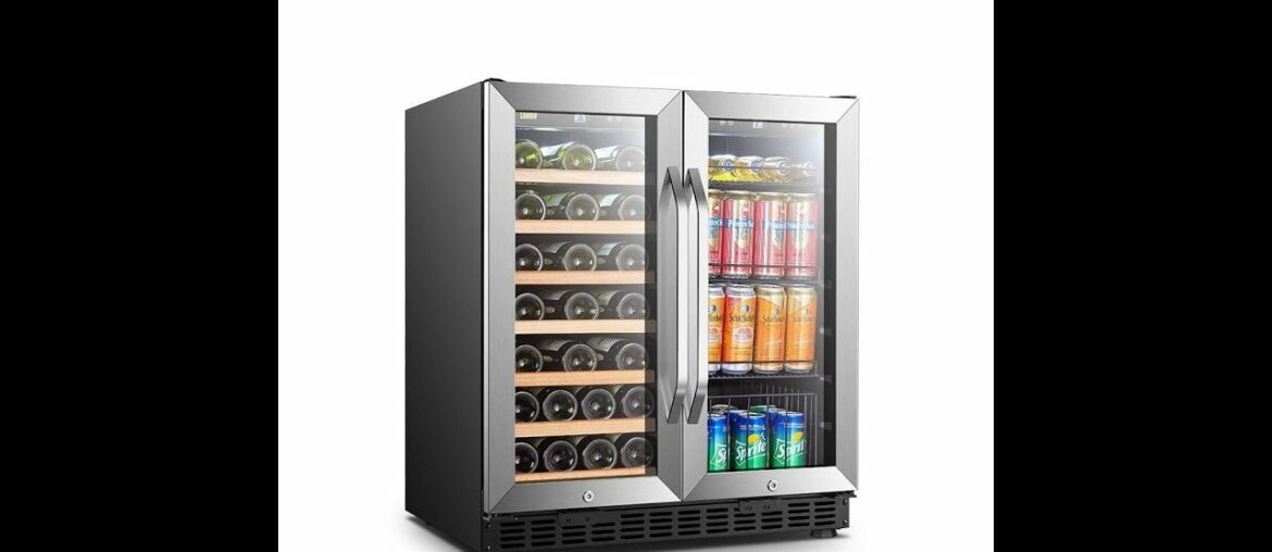 Phiestina Wine and Beverage Refrigerator  24 Inch Built-In Dual Zone Wine Beer Cooler Refriger...