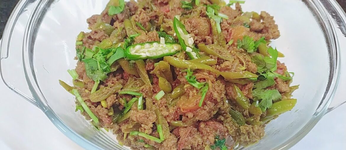 Frenchbean-keema recipe | french bean and minced meat fusion