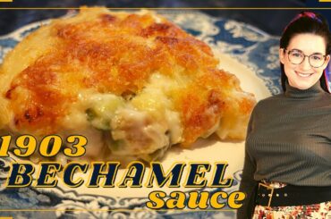 Making a 1903 French BECHAMEL recipe (white sauce) by the Chef Escoffier   |||   VINTAGE COOKING