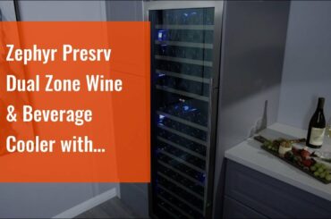 Zephyr Presrv Dual Zone Wine & Beverage Cooler with Glass French Door. 24 Inch 5.15 cu/ft. Refr...