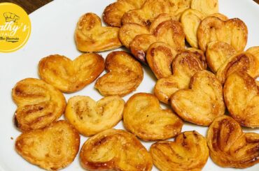 Little hearts Biscuit recipe in Tamil | Palmier /French hearts/Puff pastry cookies -recipe  in Tamil