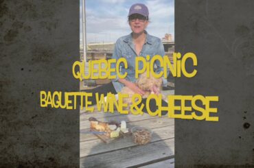 Quebec picnic; baguette, wine & CHEESE,...(my homemade cheeses...lol)