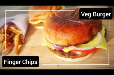 Veg burger with finger chips| easy mini burger recipe | French fry recipe |finger chips | Tasty Eats
