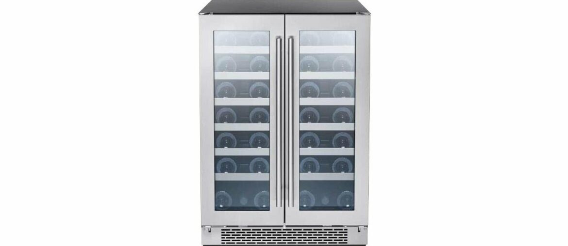 Zephyr Presrv Dual Zone Wine Cooler with Glass French Door. 24 Inch 5.15 cu/ft. Refrigerator for Un