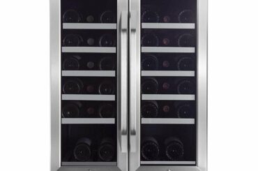 EdgeStar 36 Bottle Built-In Dual Zone French Door Wine Cooler - Black/Stainless Steel
