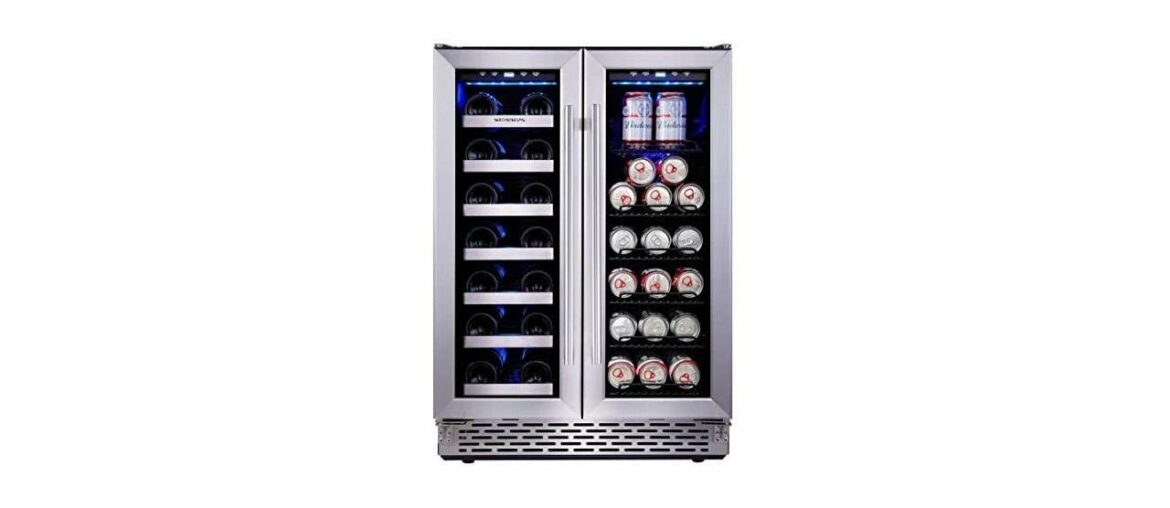 Phiestina Built In Dual Zone Wine and Beverage Cooler with Stainless Steel French Door Phiestina Built In Dual Zone Wine and Beverage Cooler with Stainless Steel French Door