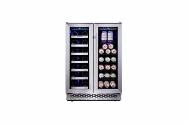 Phiestina Built In Dual Zone Wine and Beverage Cooler with Stainless Steel French Door