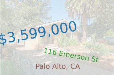 $3,599,000 Palo Alto home for sale on 2020-10-20 (116 Emerson St, CA, 94301)