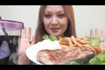MUKBANG| SALMON | FRENCH FRIES | RICE | KOLA |