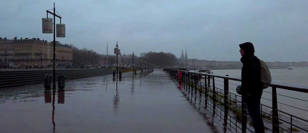 Rain on the Dock Walk Bordeaux 4k France / Rain Sounds for Sleeping ASMR