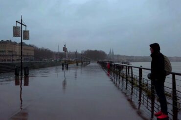 Rain on the Dock Walk Bordeaux 4k France / Rain Sounds for Sleeping ASMR