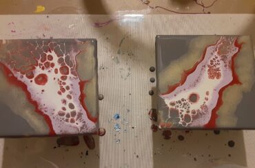 #20-An Awesome Color Combo-Acrylic Pouring on Ceramic Tiles