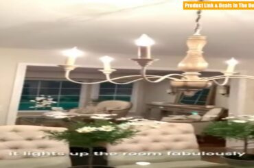 LNC French Country Chandeliers Wood 6 Lights Rust Arms for Dining, Bedroom, Livi