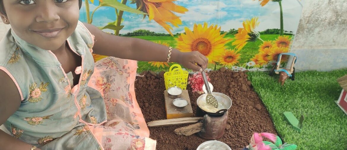 Real miniature cooking / kid cooking in their miniature kitchen / french fries recipe cooking aaliya