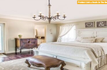 LALUZ French Country Chandelier Farmhouse Handmade Wood Rustic 6 Light Fixture for Dining & Living