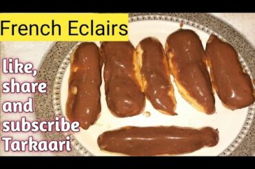 French Eclairs/chocolate eclairs/easy tasty recipe of eclairs/vanilla cream filled eclairs