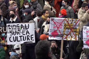 France: Entertainment sector workers protest COVID closures in Paris