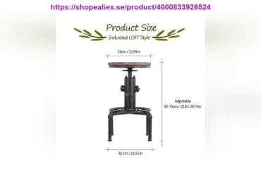 First Impression Ikayaa Metal Industrial Bar Stool Height Adjustable Swivel Pinewood Top Kitchen Di