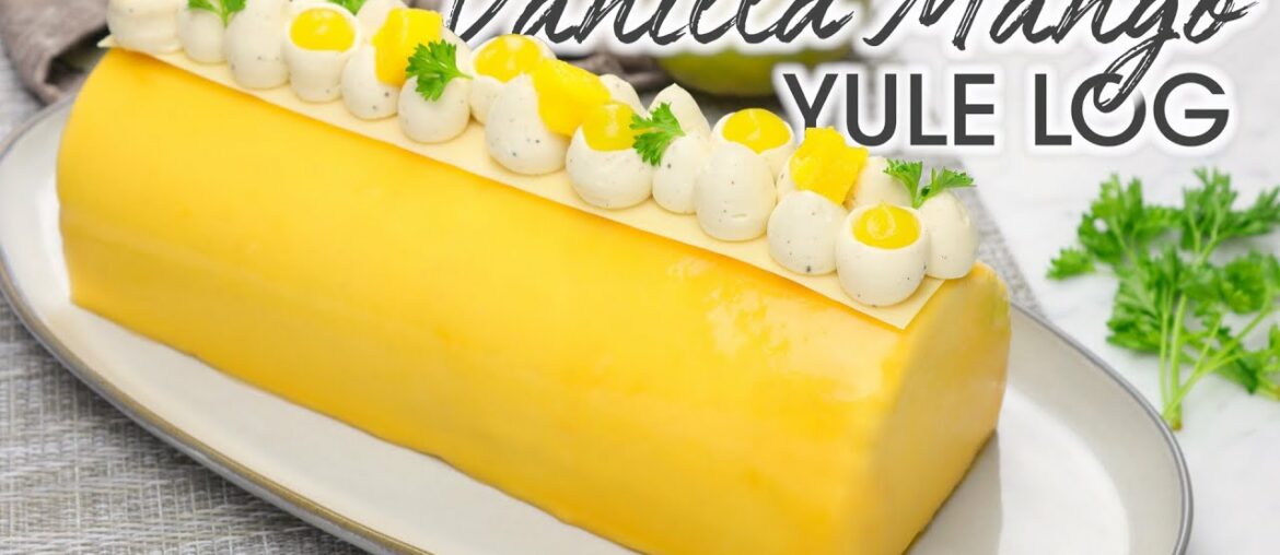 Gourmet Vanilla Mango Yule Log: Tasty Christmas Mousse Cake | How To Cuisine Gourmet Vanilla Mango Yule Log: Tasty Christmas Mousse Cake | How To Cuisine