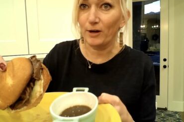 Crock Pot French Dip Sandwich with Au Jus gravy.  I used a venison roast, but you can use beef.